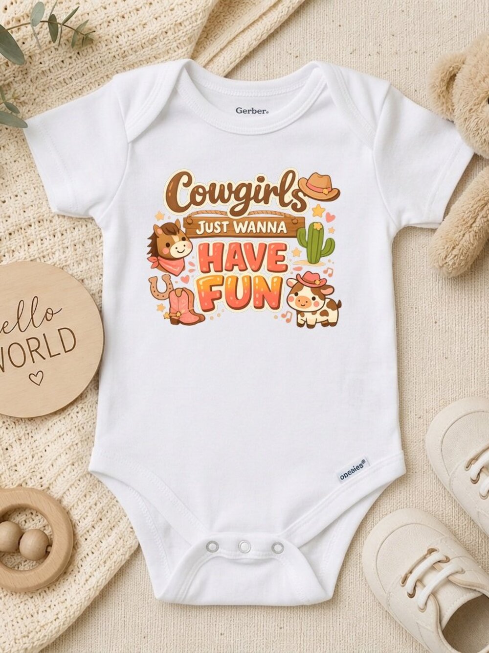 Cowgirls Just Wanna Have Fun Retro Country Baby Gift ONESIE®